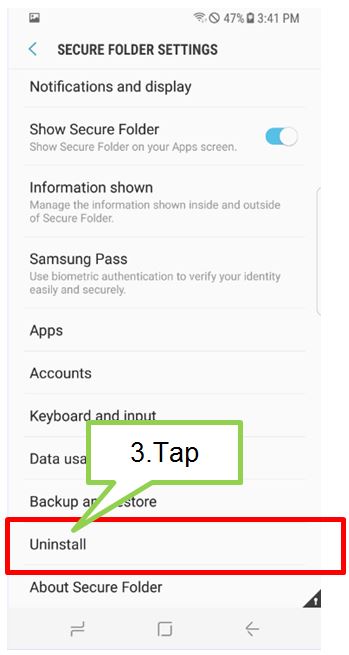 How do I uninstall Secure Folder from my Galaxy S8/S8+?