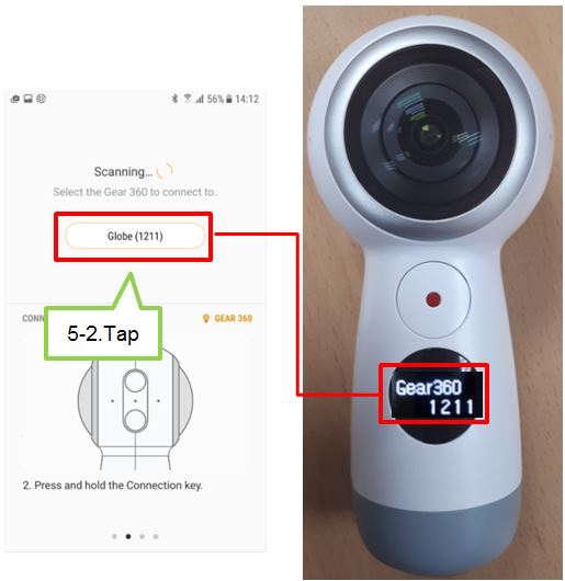 How do I connect the Samsung Gear 360 (2017) to a mobile device?