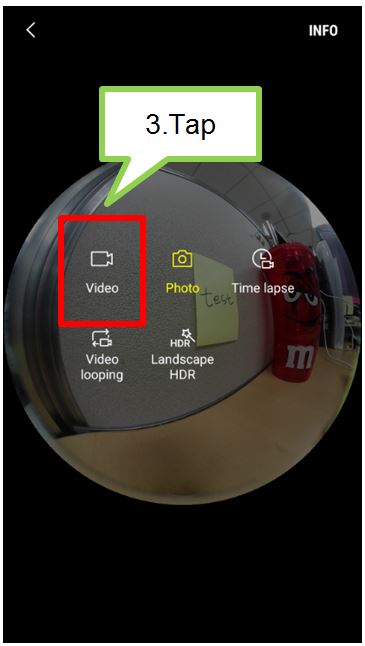 How do I record video on my Gear 360 (2017) using the mobile device?