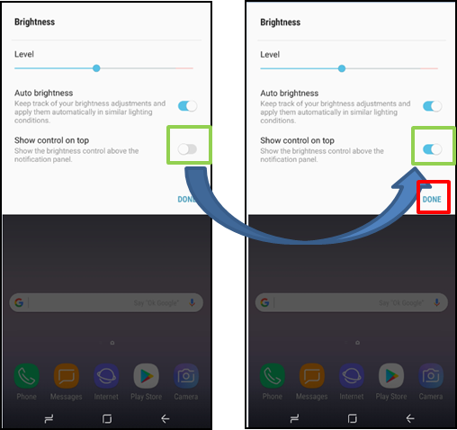 Galaxy Note 8 : How to display screen brightness adjustment bar on the notification panel?