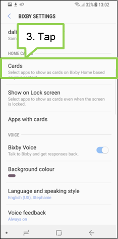 Galaxy Note 8 : How to manage the card shown through Bixby Home setting?