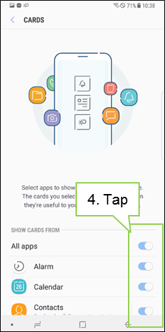 Galaxy Note 8 : How to manage the card shown through Bixby Home setting?