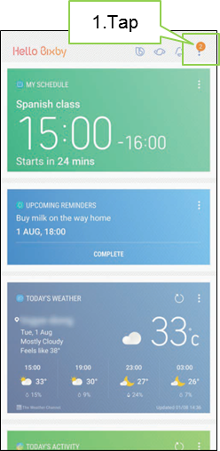 Galaxy Note 8 : How to manage the card shown through Bixby Home setting?