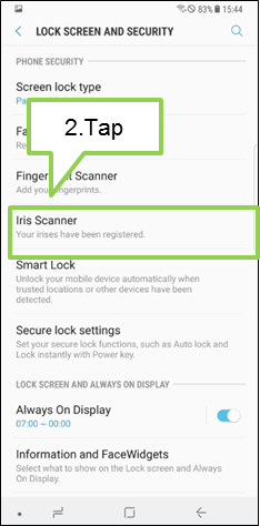 Galaxy Note 8 : How to delete the registered Iris?
