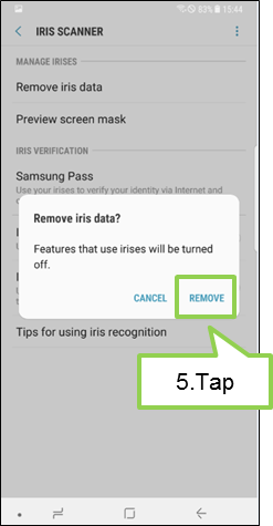 Galaxy Note 8 : How to delete the registered Iris?