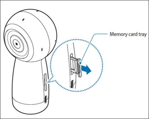 How do I install the memory card in my Samsung Gear 360 (2017) device?