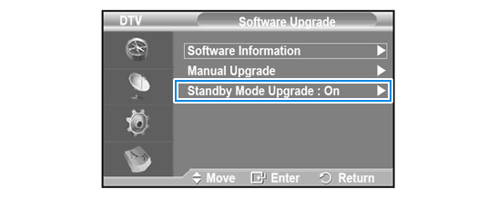 Software Upgrade > Standby Mode Upgrade: On
