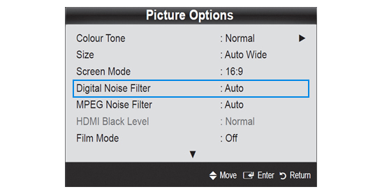 Picture Options > Digital Noise Filter