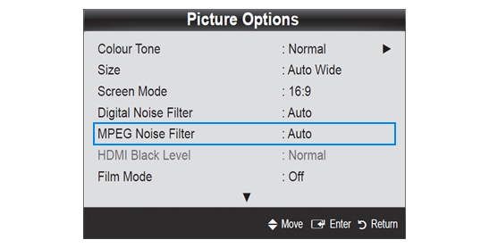 Picture Options > MPEG Noise Filter