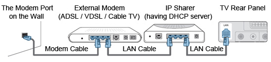 Connecting the TV to the LAN using a Router.