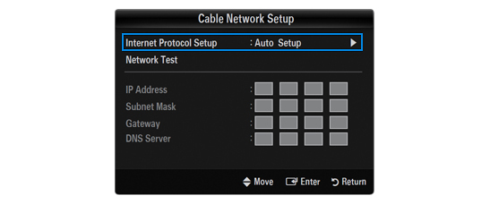 Cable Network Setup > Internet Protocol Setup > Auto Setup