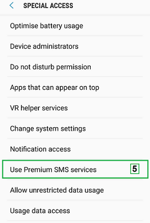 Nougat OS: How to change premium SMS settings to allow sending SMS 