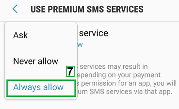 Nougat Os How To Change Premium Sms Settings To Allow Sending Sms To Short Numbers Samsung Support Saudi Arabia