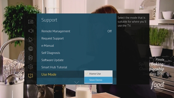 how to turn off demo mode on samsung tv series 4