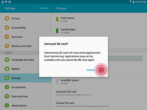 Galaxy Tab S2 Format The Microsd Card Sm T710 Sm T810 Samsung Canada