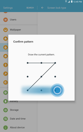 unlock pattern lock on samsung galaxy tab