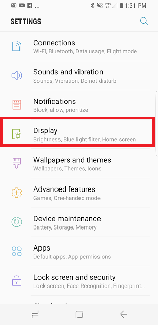 samsung galaxy s8 where is settings icon