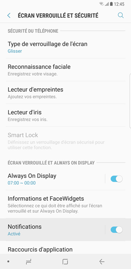 Galaxy Note8: Notifications sur l'écran de verrouillage (SM-N950W)