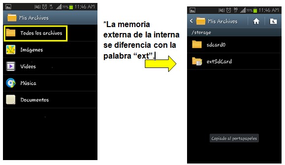 giratorio suspender práctica Cómo pasar datos de memoria interna a memoria externa? | Samsung Uruguay