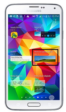 ¿Cómo configurar el Geo News en el Samsung Galaxy S5? ¿Cómo utilizarlo como widget?