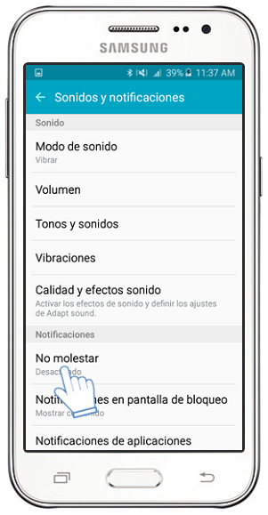 Galaxy J2 - ¿Cómo usar el modo No molestar? | Samsung CO