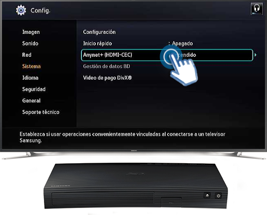 Bemyndige forværres klint Blu-Ray BD-J5900 - ¿Cómo controlar el Blu- Ray por medio de Anynet+ (HDMI- CEC)? | Samsung CO