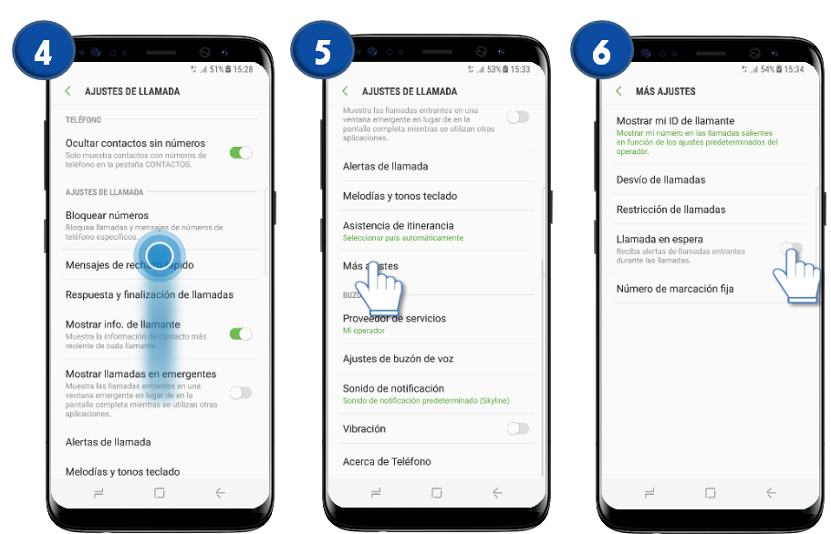 Samsung Galaxy S8 y S8+Llamada en espera. Samsung CL