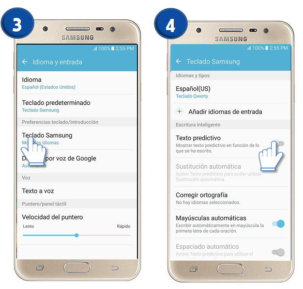 lotería Recurso Lógicamente Galaxy J5 Prime - ¿Cómo activar texto predictivo? | Samsung CO