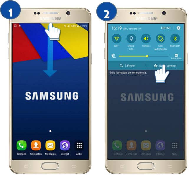 Galaxy Note5 ¿Cómo activar Screen Mirroring desde Quick Connect