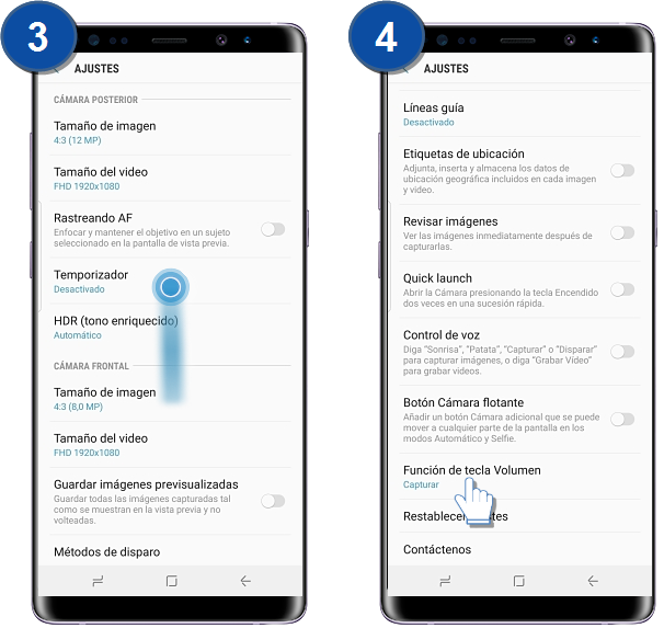 Galaxy Note8: ¿Cómo utilizar la función del botón de volumen en la ...