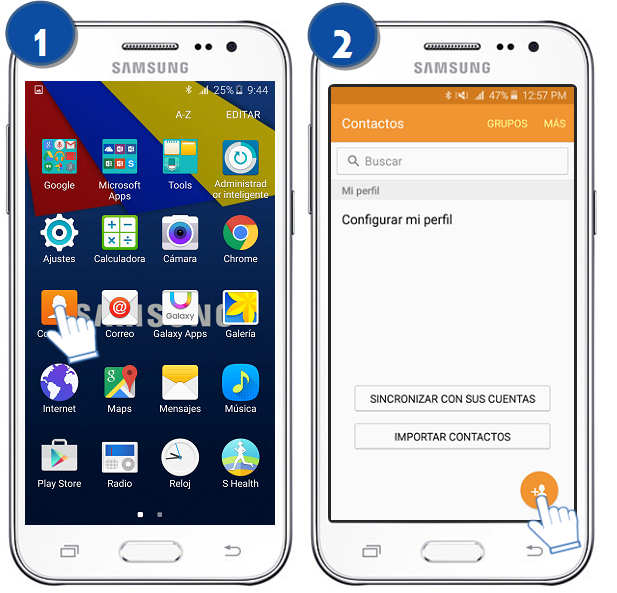 Galaxy J2 ¿Cómo registrar un contacto? Samsung Soporte CO