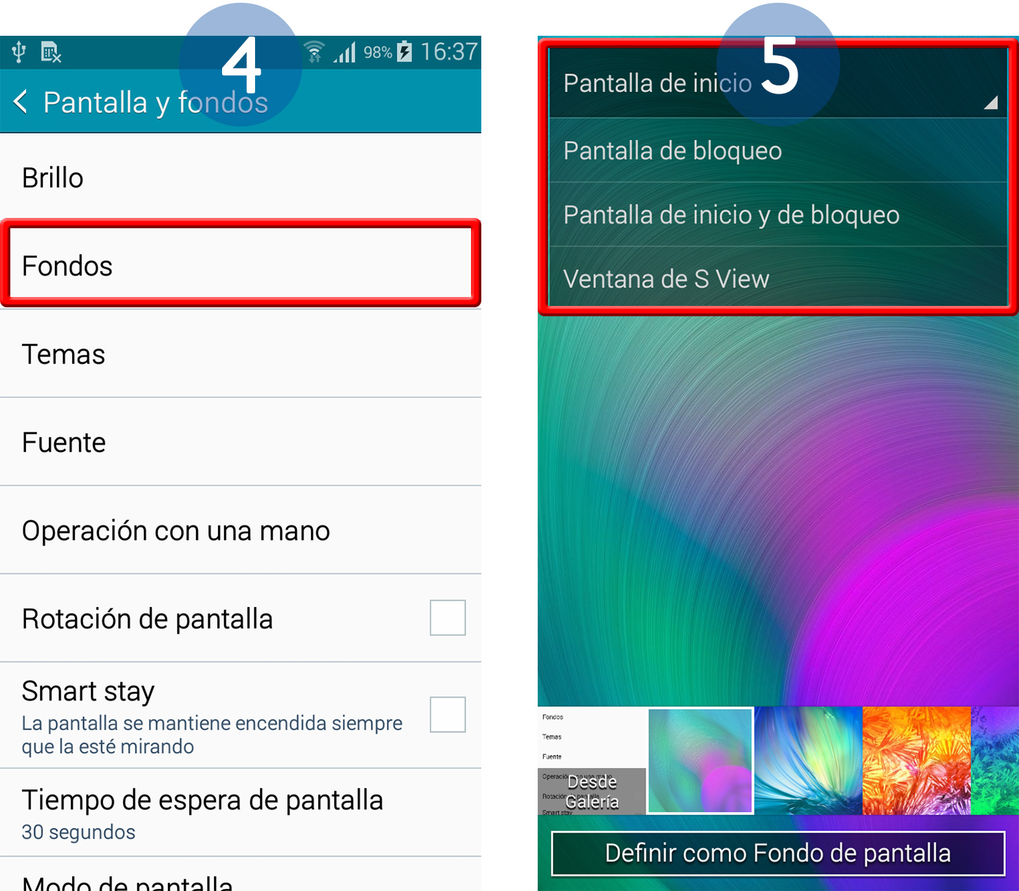 Galaxy A5) ¿Cómo cambiamos el fondo de pantalla de nuestro dispositivo? |  Samsung CL