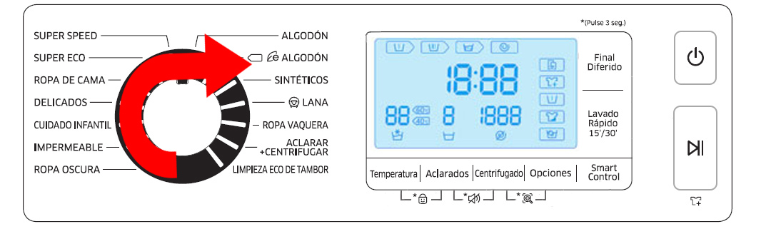 (Lavadora AddWash WW80K6414QW) Cómo cambiar un ciclo de lavado con la
