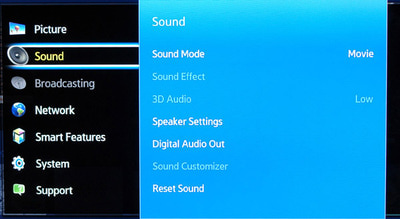 Take a look at the Sound Settings Menu in Samsung Smart 3D TV ...