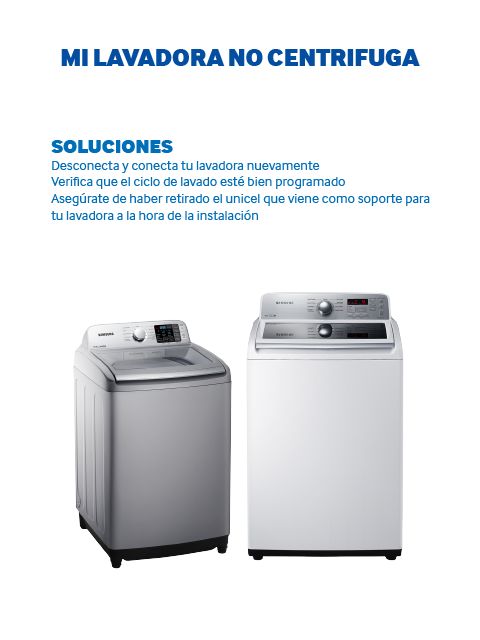 Mi lavadona no centrifuga, soluciones | Samsung Soporte