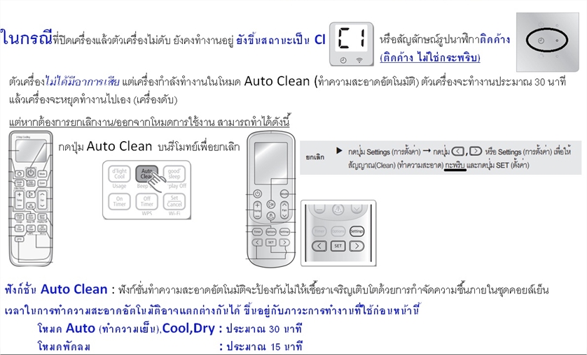 [Air Con] วิธีแก้เมื่อเครื่องขึ้น Cl/C1 ปิดแล้วไม่ดับ | Samsung TH
