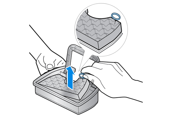 Removing the sponge and the filter from the dust pack.